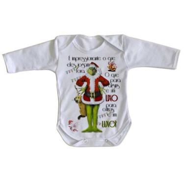Imagem de body nenê criança roupa bebê manga longa The Grinch Lixo Luxo natal  -