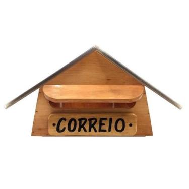 Imagem de Caixa de Correios Cartas em Cedro Rosa Telhado Policarbonato Fume - Ci