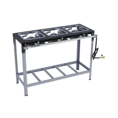 Imagem de Fogão Industrial 3 Bocas 30X30 Alta Pressão S2000 Metalmaq, Gás de Bot