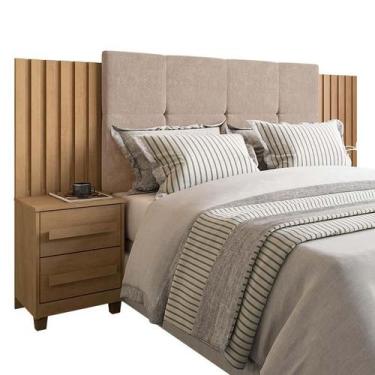 Imagem de Cabeceira Ripada Estofada Casal / Queen / King Com 2 Criados Suíça RV 