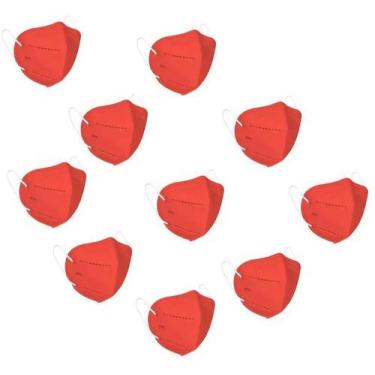 Imagem de 20x Mascara Proteçao KN95 Vermelho Clip Nasal bfe 95% ffp2 classe S