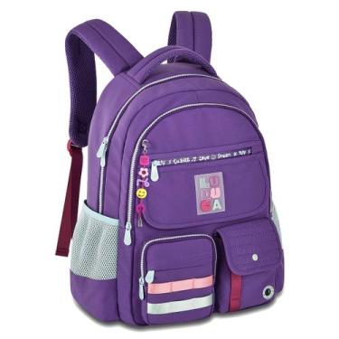 Imagem de Mochila Luluca Costa Grande Escolar Bolsos Juvenil Notebook, Lilas