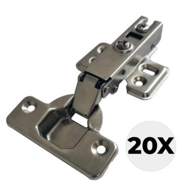 Imagem de Kit 20 Dobradiças 35Mm Retas Para Moveis Pistão Amortecedor - Rayco