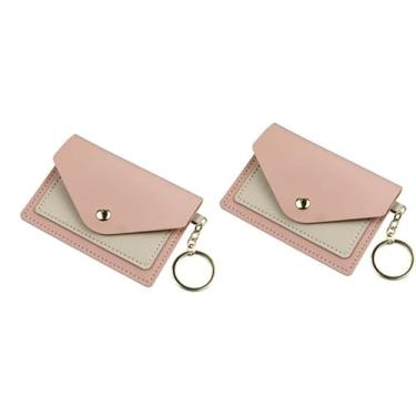 Imagem de 2 unidades de estojo rosa para pílulas anticoncepcionais, pacote com 10 x 7 cm, carteira de couro PU, suporte para pílulas, proteção de privacidade, controle de natalidade, com chaveiro, tamanho