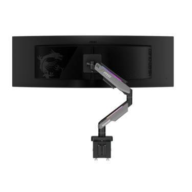 Imagem de MSI MPG MT201R - Braço de suporte de monitor único RGB Premium, suporta telas de 17 a 49 polegadas e 20 kg, compatível com VESA, suporte de mola a gás resistente ajustável, braçadeira e ilhós, placa