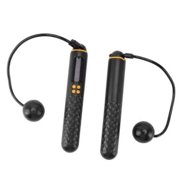 Imagem de Corda de Pular Ponderada, Tela Digital Ergonômica de Corda de Pular de 9,8 Pés Com Contador para Treino para Homens e Mulheres (Preto)
