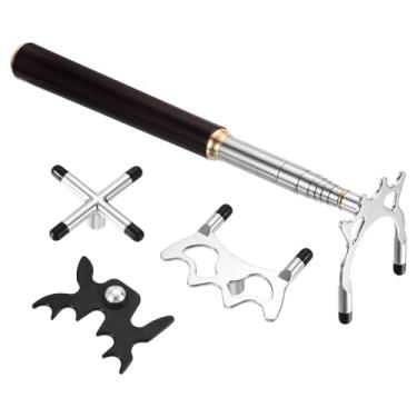 Imagem de PATIKIL Ponte retrátil para taco de bilhar, acessório de taco de sinuca de madeira com cabeça de ponte baixa/alta/cruzada de metal removível para competição de mesa de sinuca, prata/preta