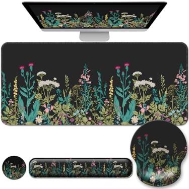 Imagem de VINEBURY Conjunto de almofada de mesa para teclado descanso de pulso e mouse pad, tapete de mesa grande XXL capa fosca mousepad ergonômico com espuma de memória para mulheres, computador de mesa e