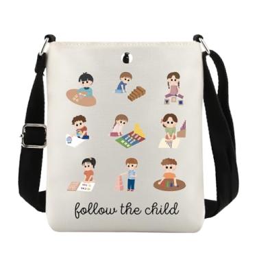 Imagem de Lywjyb Birdgot Bolsa tiracolo inspirada no primeiro professor, presente de agradecimento de professores, torre rosa, presente de alfabeto móvel, Siga a bolsa Cr