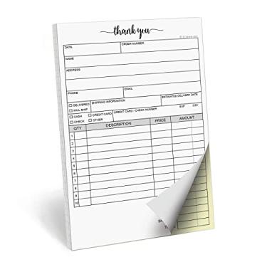 Imagem de 321Done Bloco de recibo de agradecimento sem carbono de 2 partes 5,5 x 8,5, feito nos EUA, formulário de pedido de compra de livro de recibos de vendas de cópia de carbono para pequenas empresas de artesanato (50 conjuntos) branco/amarelo, papel grosso