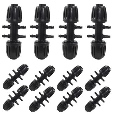 Imagem de Rierdge 12 peças de acessórios de irrigação por gotejamento de 6 vias, conectores de plástico de 1/2 a 1/4 polegada para jardins, canteiros de flores, estufas, fazendas