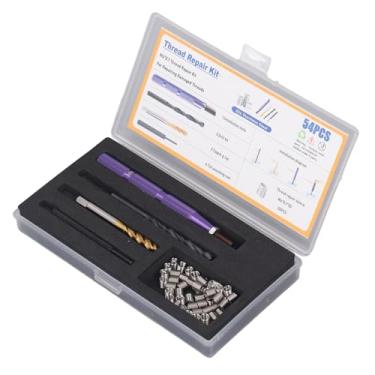 Imagem de Conjunto de Kit de Inserção para Reparo de Rosca Métrica, 54 Peças, Kit de Reparo de Helicóptero Métrico Com Brocas, Inserções de Rosca, Torneiras, Ferramentas de Instalação de