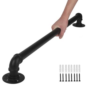 Imagem de Toriexon Corrimões para degraus externos de 6 m, corrimãos de aço galvanizado para escadas internas, revestimento de proteção fosco, balaústres de ferro para uso interno e externo para edifícios