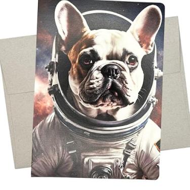 Imagem de Whitman and Daughter Cartão de Astronauta Francês no Espaço (1 cartão dobrado premium, em branco dentro, 12 x 17 cm) buldogue francês no espaço sideral cartão de aniversário ou nota de formatura - 633