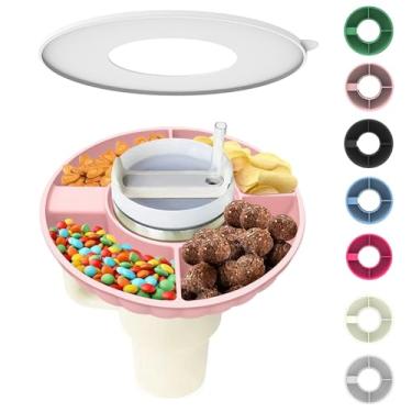Imagem de WVNWVN tigela de lanche para copo Stanley, bandeja de silicone com tampa compatível com copo Stanley de 40 onças, anel de lanche reutilizável adequado para porta-copos de carro (1 unidade, r