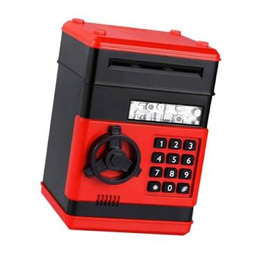 Imagem de simhoa Cofrinho atm pequeno pote de dinheiro, criativo, banco de dinheiro eletrônico, brinquedo educativo para crianças de 3 4 5 6 7 8 presente de feriado, Vermelho