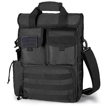 Imagem de FRTKK Bolsa carteiro tática militar MOLLE mochila de ombro maleta laptop equipamento de assalto bolsas utilitário bolsa de transporte, Preto, 15.6 inch