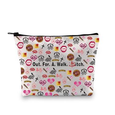 Imagem de GJTIM BTVS TV Show Inspirado Presente para Caminhadas Bi*ch BTV Vampiro Maquiagem Bolsa com Zíper para Fãs, Bolsa Walk Bit*ch, Bolsa cosmética de lona com zíper