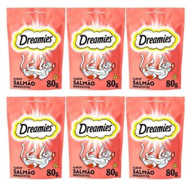 Imagem de Caixa 6Un. Petisco Dreamies Salmão Para Gatos Adultos 80G