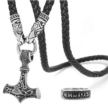 Imagem de BAVIPOWER Colar de corrente de cabeça de lobo Viking Fenrir para homens e mulheres colar nórdico escandinavo de aço inoxidável 316L autêntico viking masculino, Metal
