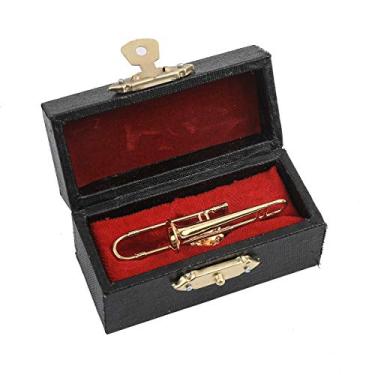 Imagem de Dselvgvu Miniatura Instrumento Musical Moderno Broche de Lapela Mini Instrumento Musical Modelo com Capa de Instrumento Forrado de Veludo Vermelho Presente de Natal Decoração e Ornamento para Homens e