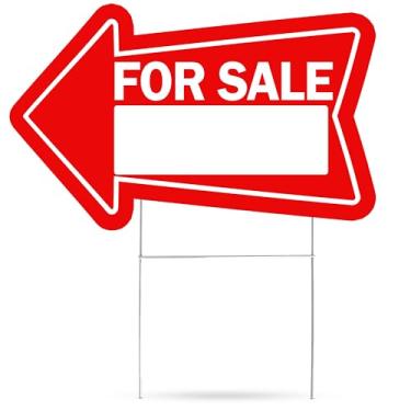 Imagem de Placa grande grande para venda setas quintal dupla face com suporte de estaca grande 55 cm por 30 cm seta vermelha casa casa (1)