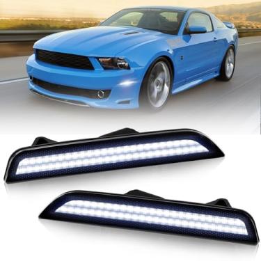 Imagem de Bestview Luzes refletoras laterais de LED, fileiras duplas, azul para Ford Mustang 2010-2014, lentes fumadas, marcadores frontais e traseiros, luzes de para-choques laterais do motorista e do