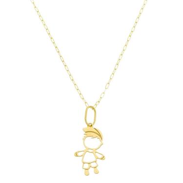 Imagem de Colar Bailarina De Ouro 18k 45cm Feminina Pingente Filho