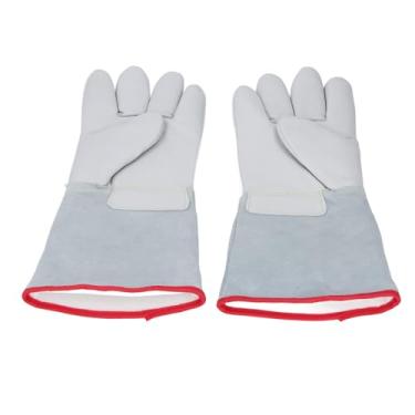 Imagem de Luvas Protetoras Anticongelantes para Frio, Nitrogênio Líquido, Manuseio de Gelo Seco, 1 par de 36cm, Luvas de Couro Bovino Espessadas de Baixa Temperatura
