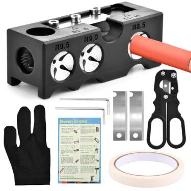 Imagem de Modelador de ponta de taco de bilhar 11 em 1, kit de reparo de pontas de taco de sinuca portátil kit de ferramentas profissional para taco de sinuca para substituição e modelagem de pontas (preto)