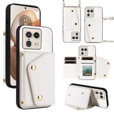 Imagem de Dibosom Capa carteira de luxo para Motorola Edge 50 Ultra/Moto X50 Ultra com bolsa flip fina e alça de ombro, suporte para cartão de crédito, acessórios para celular Edge50 50 Ultra 2024, branca