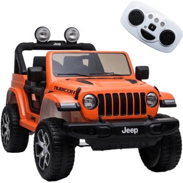 Imagem de Carro Eletrico Bandeirante Jeep Wrangler Laranja 12V Controle