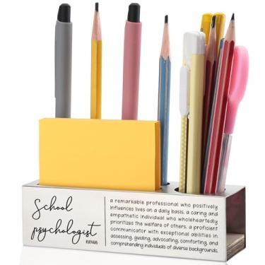 Imagem de EFFJNSG Porta-lápis de mesa para psicólogos escolares, presente inspirador para psicólogos, decoração motivacional de escritório para profissionais de educação, organizador de canetas exclusivo para