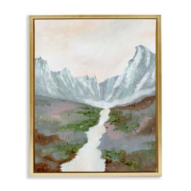 Imagem de Stupell Industries Tela emoldurada Scenic Valley River Gold Floater Design de arte de parede por Nikita Jariwala, 25 x 31