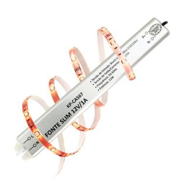 Imagem de Fonte Slim 12V 1A Driver Perfil Fita Led Luminária 12W - Onistek