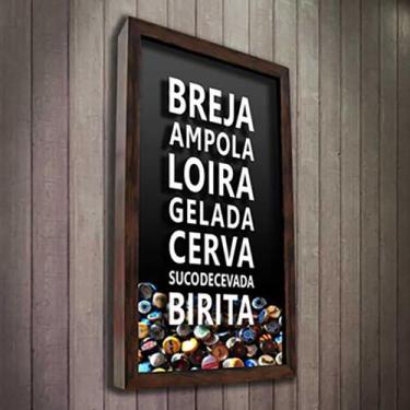 Imagem de Quadro Porta Tampinhas Breja  - Quadro Novo, 30x40, Marrom