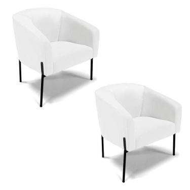 Imagem de Cadeira Sala De Jantar Pé De Ferro Preto Kit 2 Stella Sintético D03 - 