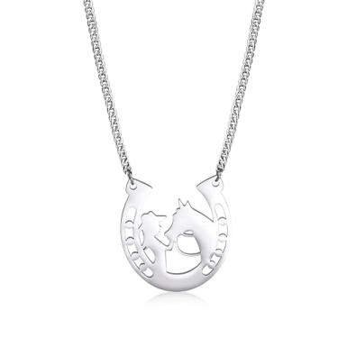 Imagem de EUEAVAN Colar de cavalo feminino com pingente de ferradura para cavalos ocidentais, joias de animais fofos, presentes para amantes de cavalos, Medium, Aço inoxidável, Sem Pedra Preciosa
