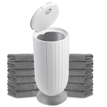 Imagem de EZZINI Secador de toalha de banheiro grande 27L – aquecimento rápido de 5 minutos, 4 modos, flip top, aromaterapia, luz noturna e certificado ETL para toalhas, cobertores e roupas. (branco)