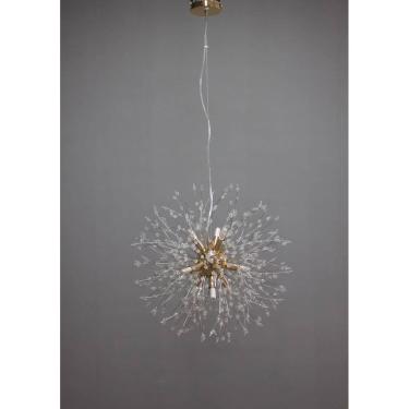 Imagem de Lustre Pendente Dente de Leão Cristais Dourado Redondo 6G9 45cm