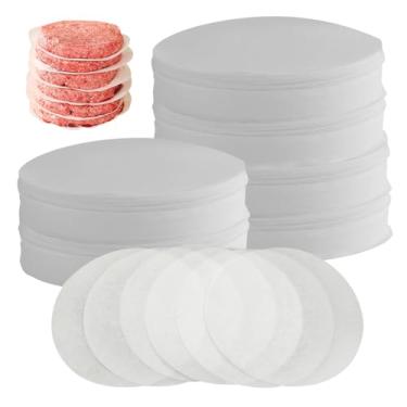 Imagem de Papel de hambúrguer redondo, 500 peças, papel de hambúrguer redondo, 5,1 polegadas, papel de cera antiaderente, papel pergaminho para alimentos, forno, seguro para micro-ondas, congelador, papel