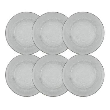 Imagem de Conjunto 6 Pratos Raso Vidro Transparente Forjado 22cm - CLASS HOME