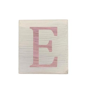 Imagem de Cubo Branco Letra Rosa Bebê Festa Chá de Bebê Decoração 8x8x8 Cm Mdf M