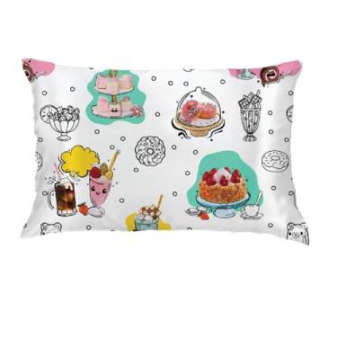 Imagem de Capa de almofada reversível padrão de cetim sedoso Miniverse Food Sweets Beauty 50 x 76 para cabelo e pele, (Produto oficialmente licenciado) por Franco Collectibles