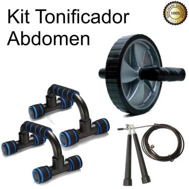 Imagem de Kit Musculação Roda + Suporte Fixo Treino De Braço + Corda