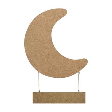 Imagem de Porta Maternidade Em Mdf Para Quarto Infantil Lua com Plaquinha Cor:NATURAL;Tamanho:19,3x24,9 cm