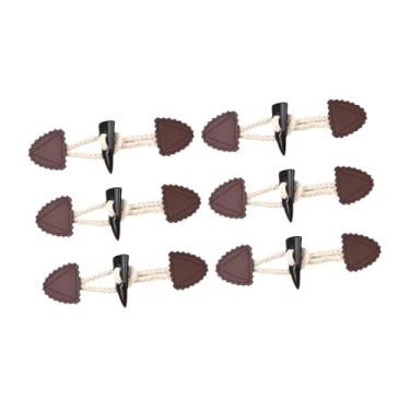 Imagem de Esquirla 6pcs alternamento de encerramento Substituição Elek PU couro portátil Botões de buzina prensa para casaco para lã Casaco de malha, Marrom, 15cmx4.7cm