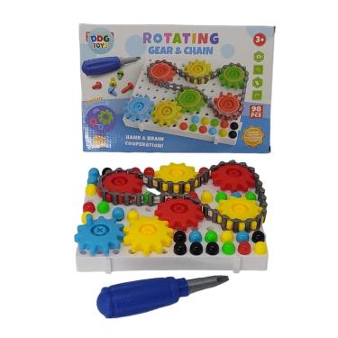 Imagem de Bloco Montar Infantil Educativo Puzzle Magic Engrenagem Giram Plate 98 Peças Didático