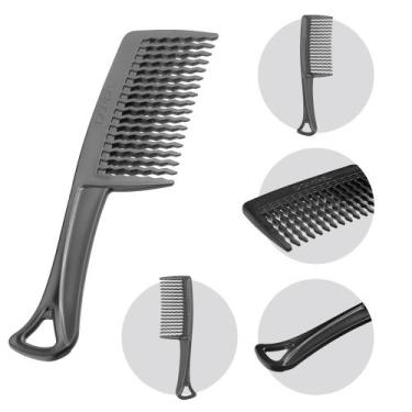 Imagem de Pente de Cabelo Barbeiro Cabelereiro Profissional Frisado Dompel Preto