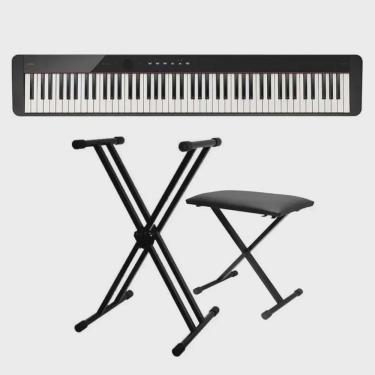 Imagem de Piano Digital Casio Privia PX-S1100 Preto + Suporte Duplo + Banqueta em X